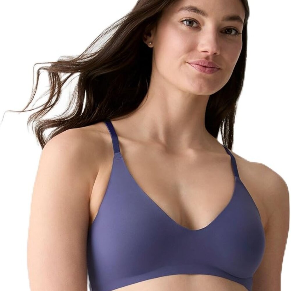 True & Co True Everybody Boost Plunge Bra Dark Indigo Blue  New Medium